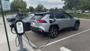Toyota Rav 4 Plug In Hybrid Charging into a Public Charging Station